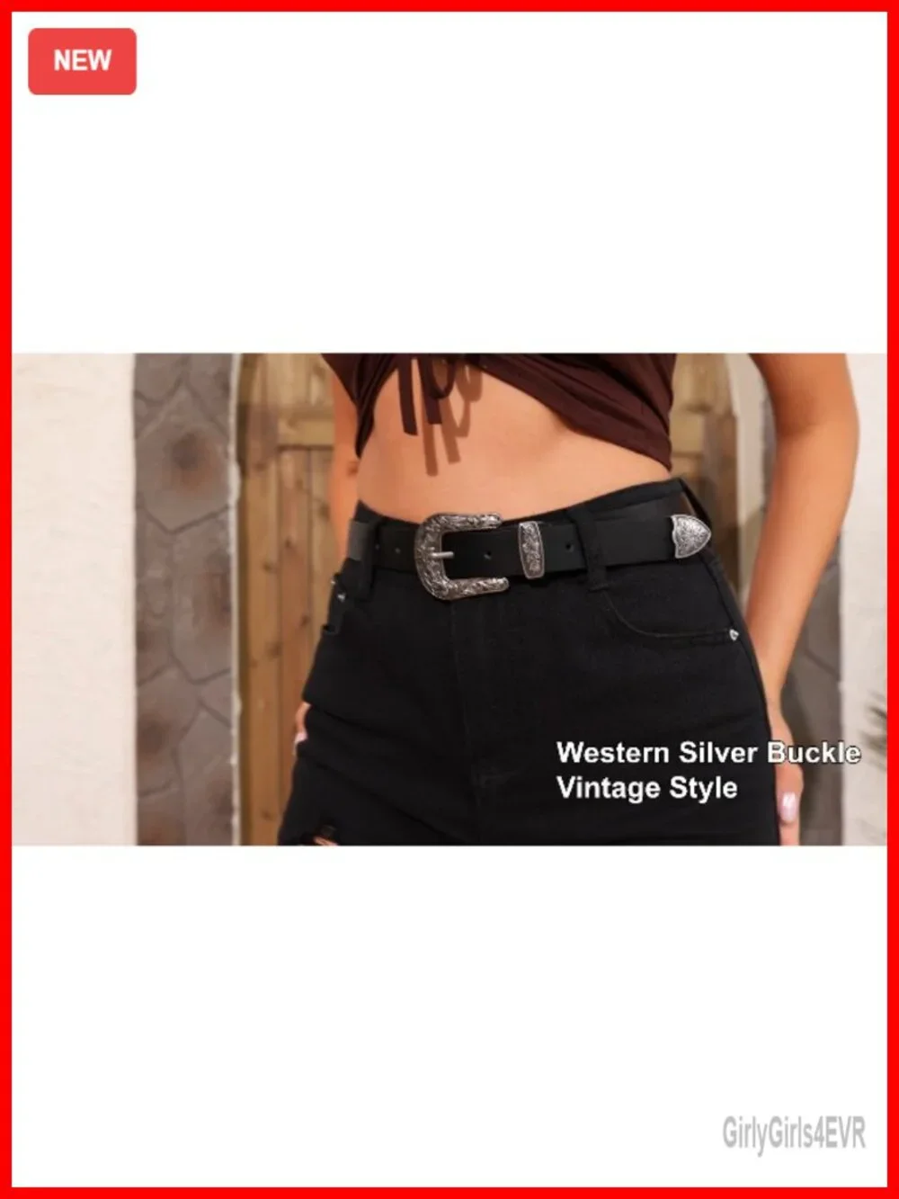 Western Belt for Women PU Leather Vintage Cowgirl Belt with Silver Buckle